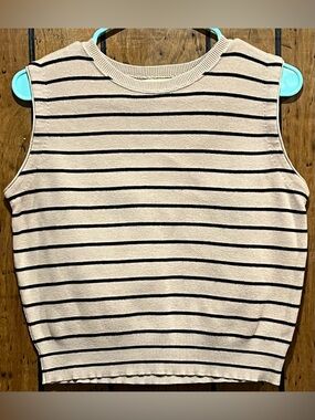Limited america Size M Beige and Black Striped Sleeveless Knit Top